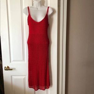 Red Crochet Evening Dress